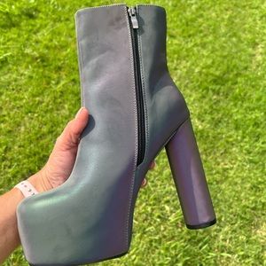 Hidden platform reflective booties boots